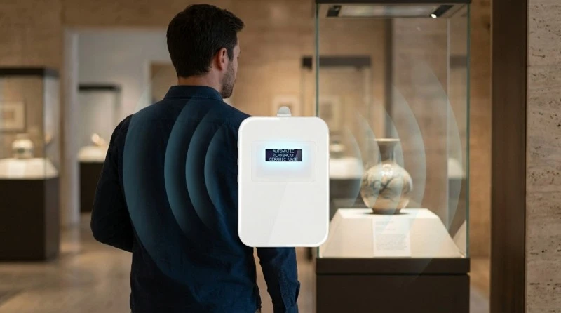 Yingmi M7 automatic induction guide system triggering near museum exhibit Yingmi M7 automatic induction guide system triggering near museum exhibit